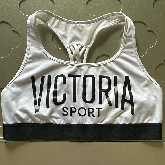 VICTORIA’S SECRET The Player Sports Bra Size XL White & Black Large Logo - Picture 4 of 16